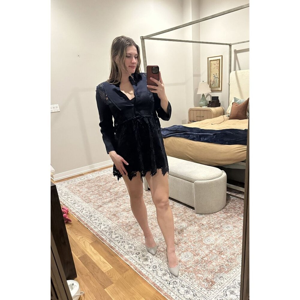 Zara Sheer Floral Long Sleeve Dress Size M